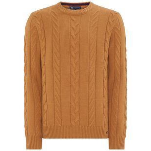 Crew Clothing Co. Mens Cable Crew Neck Pullover (Nutmeg) | Sportpursui