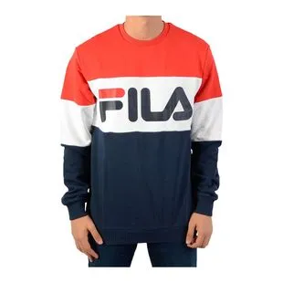 Fila Mens Straight Blocked Crew Pullover Red Sportpursuit