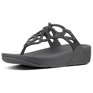 FitFlop Womens Bumble Crystal Toe Post Sandals Pewter Sportpursuit