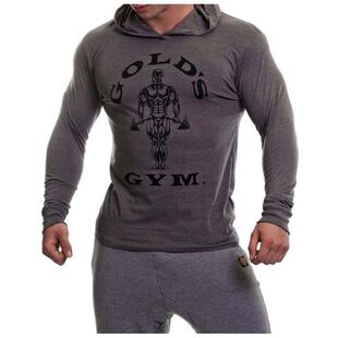 Golds Gym Mens Long Sleeve Hoodie Grey Marl Sportpursuit