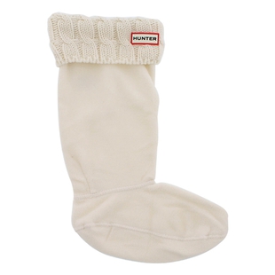 Hunter Original 6 Stitch Cable Knitted Cuff Boot Socks Natural White