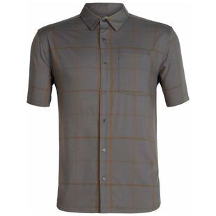 Icebreaker Mens Compass Short Sleeve Shirt TIMBERWOLF Tobacco Plaid