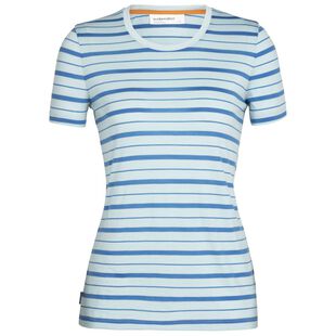 Icebreaker Womens Merino Short T-Shirt Blend (Haze/Azul St Sleeve Wave