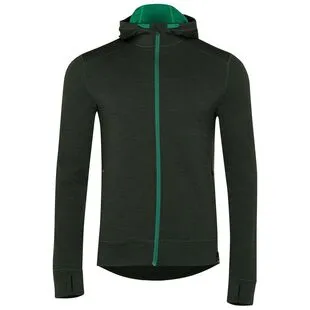 ISOBAA Mens Merino 200 Zip Neck Hoodie Forest Sportpursuit