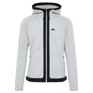 J Lindeberg Mens Moffit Tech Sweat Zip Up Hoodie Stone Grey Melange