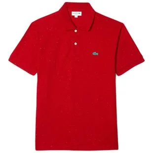 Lacoste Mens Ribbed Collar Polo Neps Red Sportpursuit