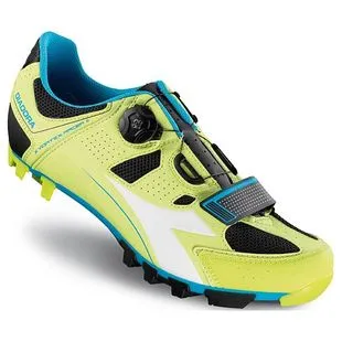 Diadora Mens X Vortex Racer 2 MTB Shoes Lime Punch Blue Fluo Sport