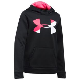 under armour black hoodie with pink logo