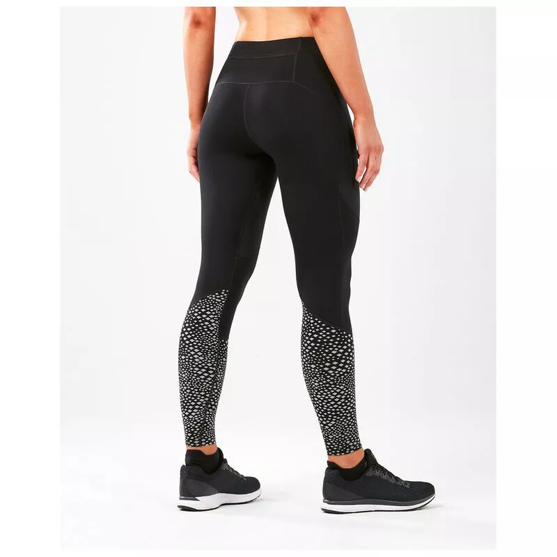 2XU LIGHT SPEED MID RISE COMPRESSION TIGHTS WOMENS BLACK FESTIVAL OMBRE  REFLECT