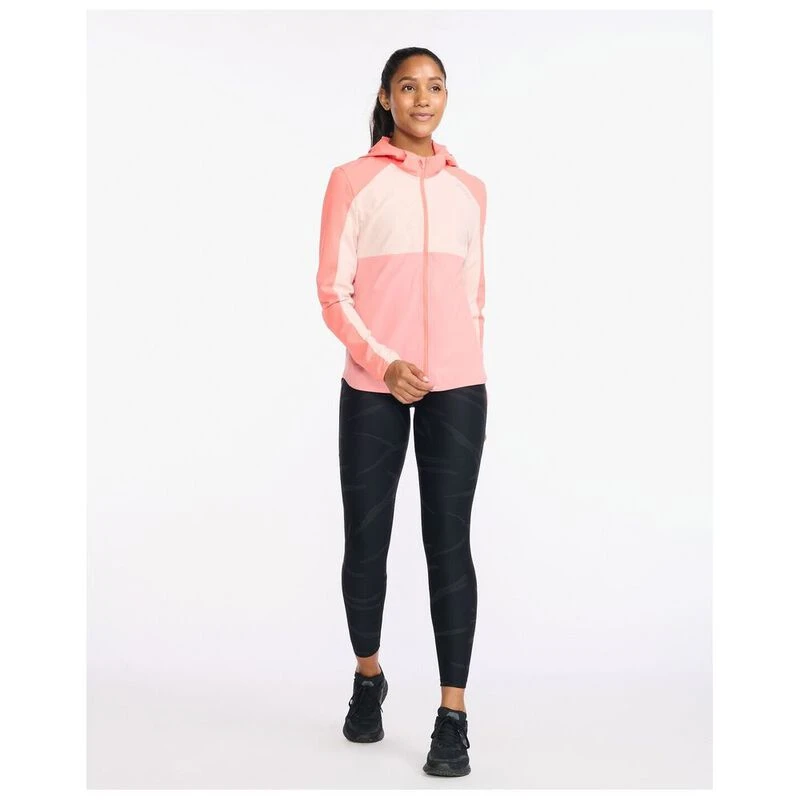 2XU Womens Aero Jacket Hyper Coral Rosette Reflective Sportpursuit