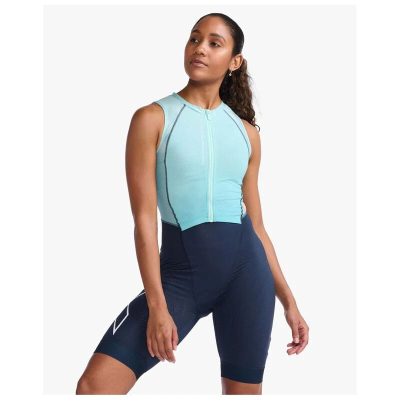 2XU Womens Light Speed Front ZIP Skinsuit (Blue) | Sportpursuit.com
