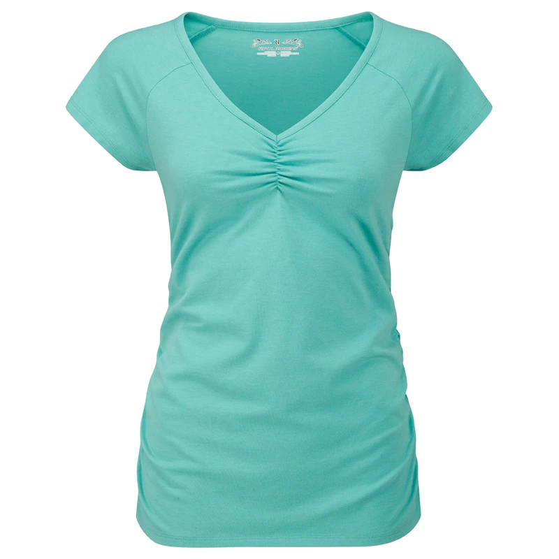 Womens Essential Ruched V-Neck Top (Nile Blue)