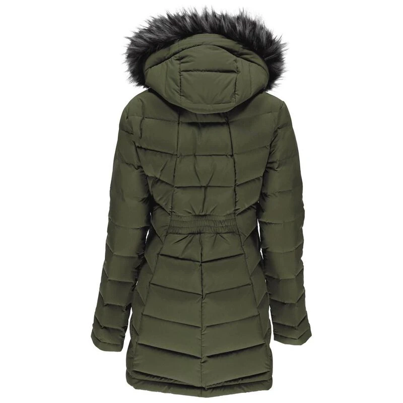 Spyder women's syrround long faux fur down jacket top