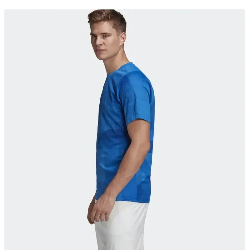 Adidas Mens Freelift Olympic Tennis Heat Ready Short Sleeve Top (Blue)