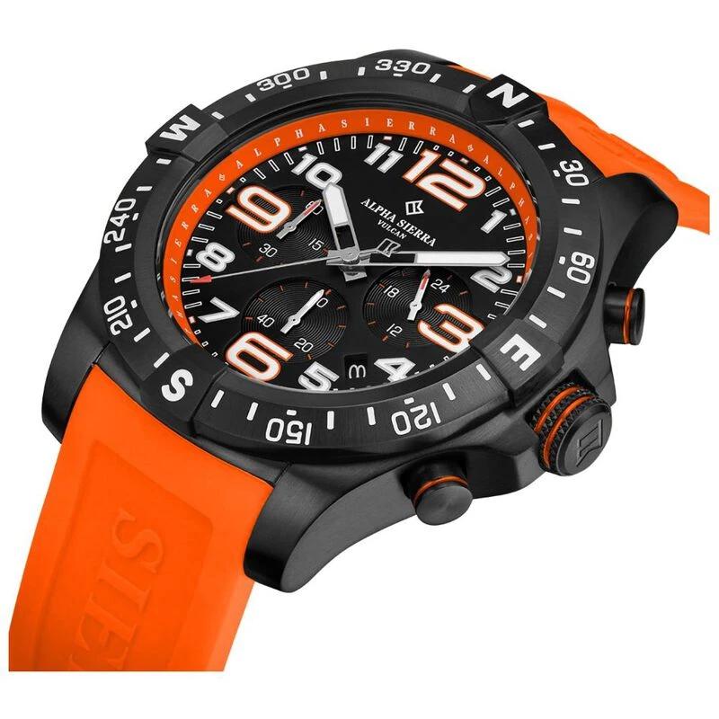 Alpha Sierra Vulcan Quartz Watch (Black/Orange/Silicon) | Sportpursuit