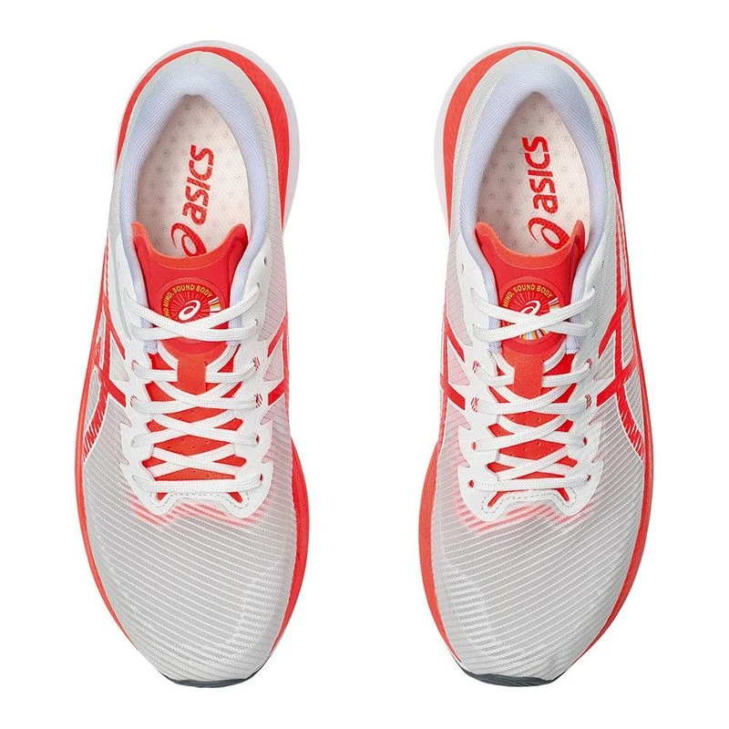 Asics Mens Magic Speed 3 Running Shoes White Sunrise Red Sportpurs