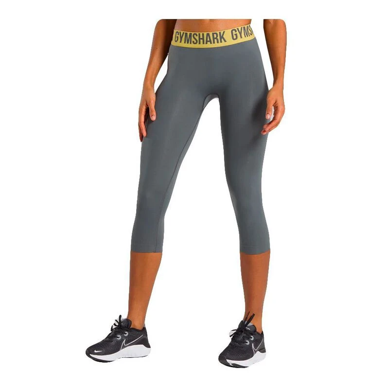 Gymshark Womens Fit Cropped Trousers Charcoal Moroccan Yellow