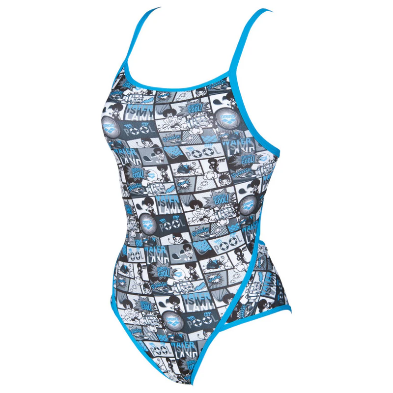 Arena Womens Comics Superfly Swimsuit Turquoise Black Sportpursuit