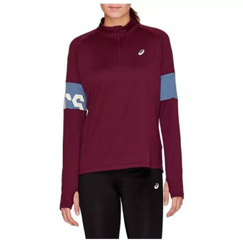 Asics Womens CB Pullover Maroon Grey Sportpursuit