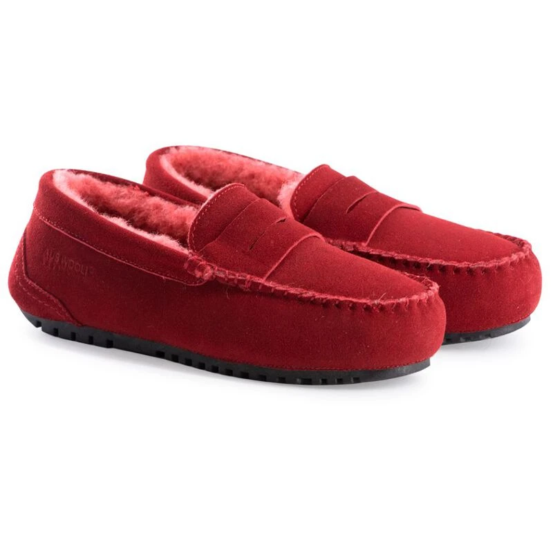Red discount moccasin slippers