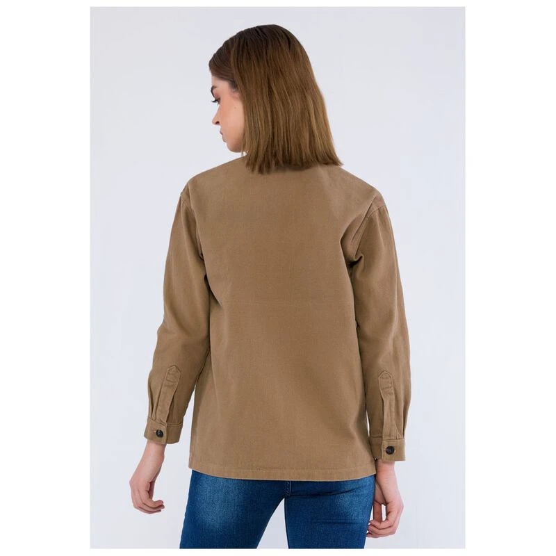 Basics More Womens Canvas Shirt Jacket Camel Sportpursuit