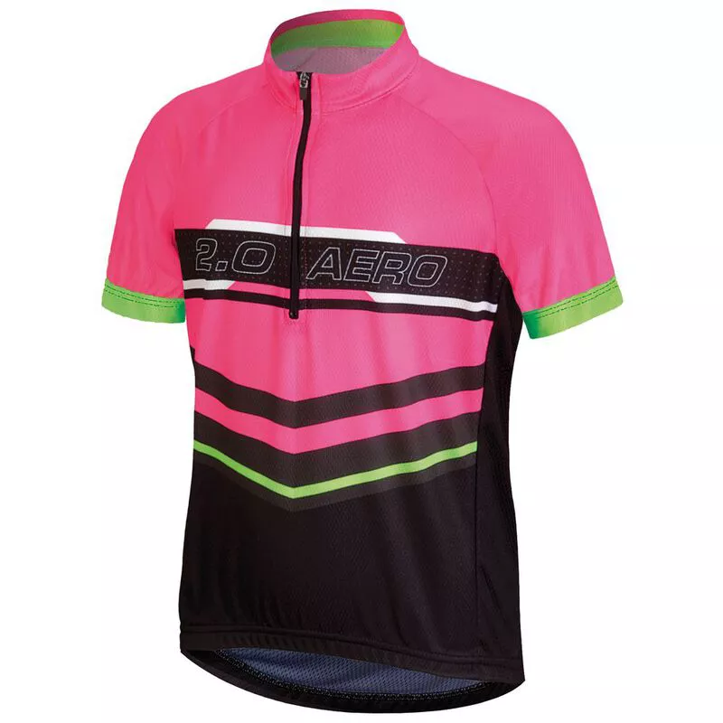 Bicycle Line Kids Aero 2.0 Short Sleeve Jersey Black Fuchsia Fluo