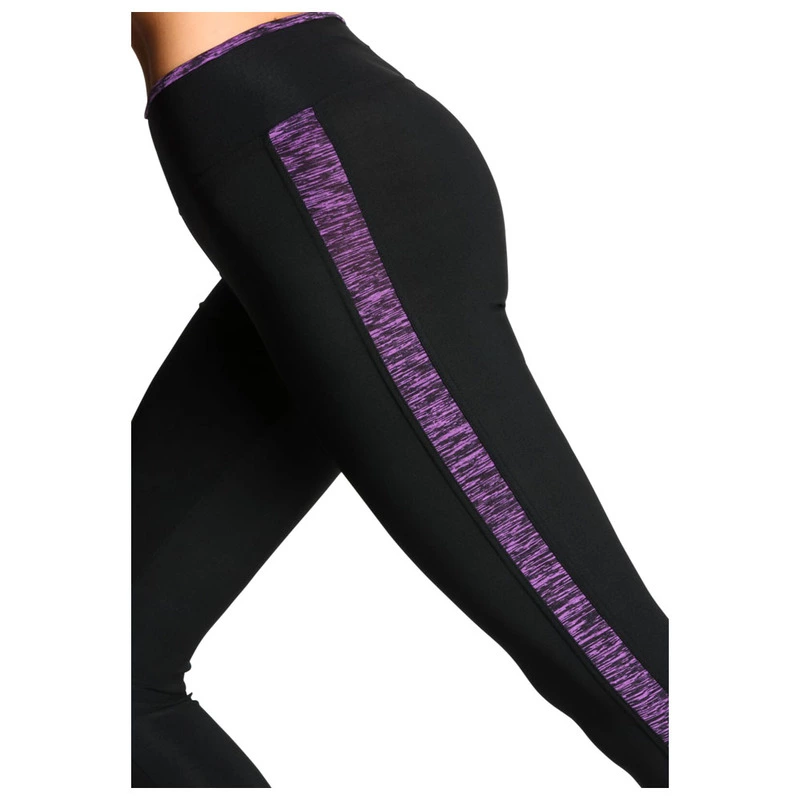 Bodyskult Womens Stripe Tights Black Purple Sportpursuit