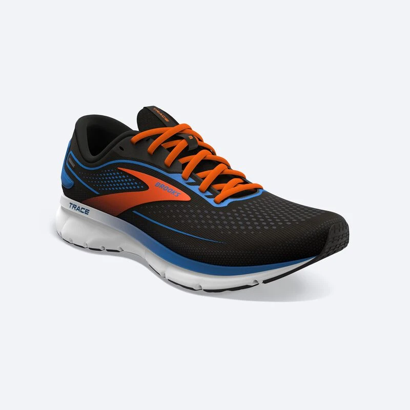 Brooks Mens Trace 2 Running Shoes (Black/Classic Blue/Orange) | Sportp