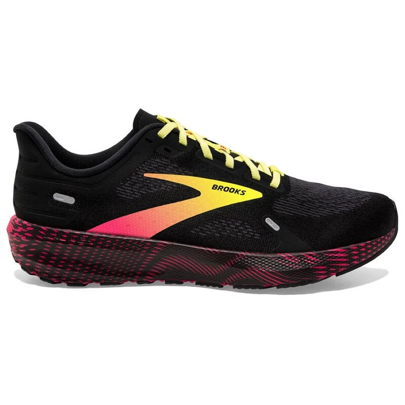 Brooks Mens Launch 9 Running Shoes (Black/Pink/Yellow) Sportpursuit.