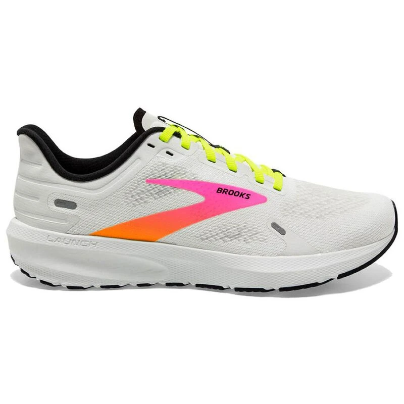 Brooks Mens Launch 9 Running Shoes (White/Pink/Nightlife) | Sportpursu