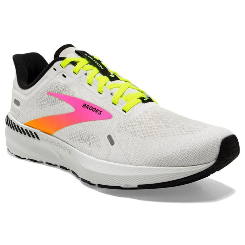 Brooks Mens Launch GTS 9 Running Shoes (White/Pink/Nightlife) | Sportp