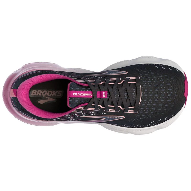 Brooks Womens Glycerin 20 Running Shoes Black Fuchsia Linen Sportp