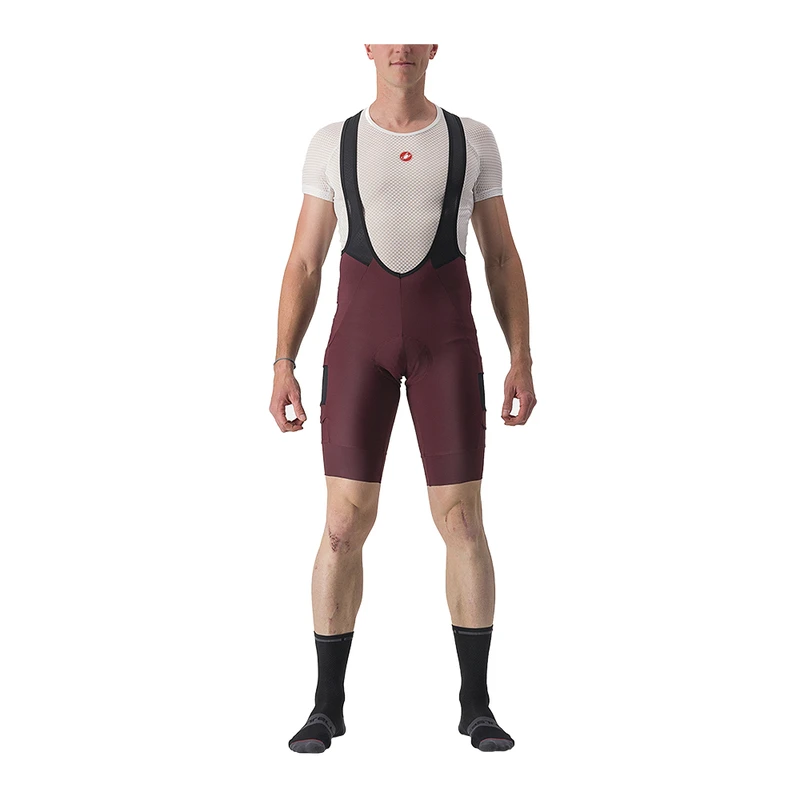 Castelli Mens Unlimited Cargo Bib Shorts Red Sportpursuit