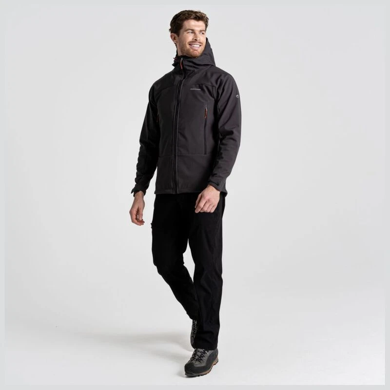 Craghoppers Mens Tripp Hooded Softshell Jacket (Black Pepper/Potters C