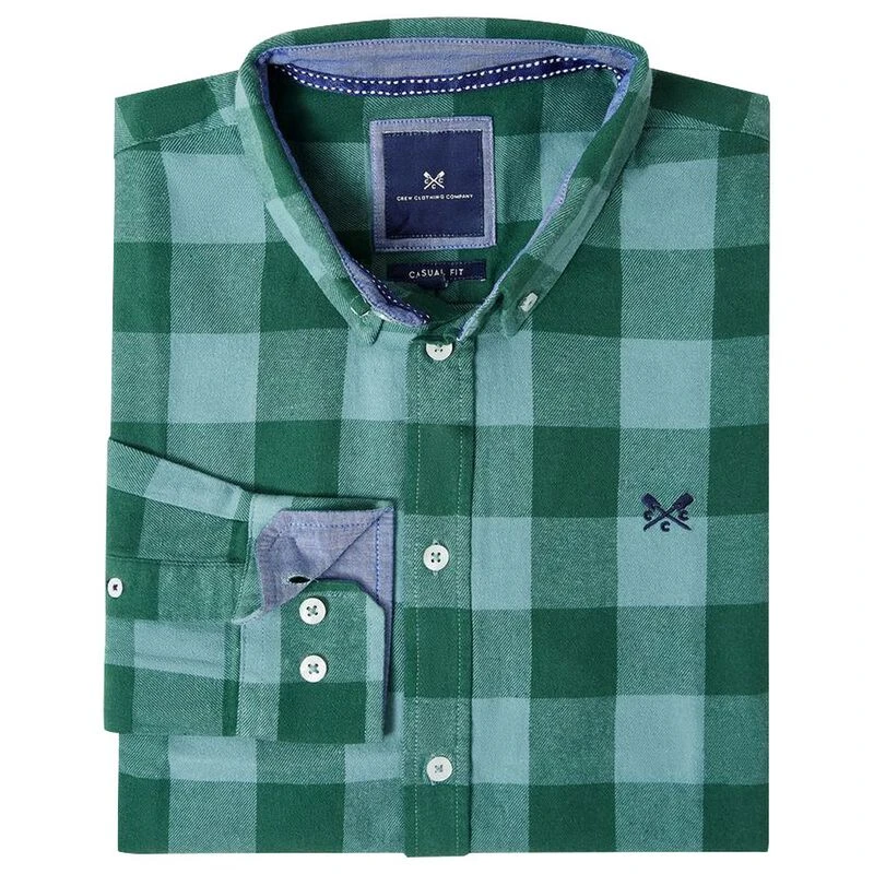 CrewClothingCo. Mens Buffalo Check Long Sleeve Shirt Green Sportpu