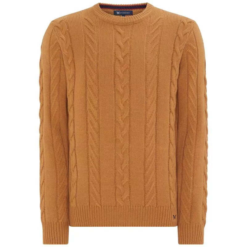 Crew Clothing Co. Mens Cable Crew Neck Pullover (Nutmeg) | Sportpursui