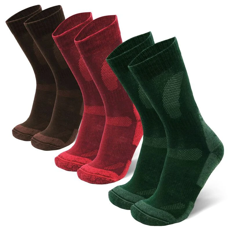 Danish Endurance Hiking Merino Blend Socks - 3 Pack (Red/Brown/Green)