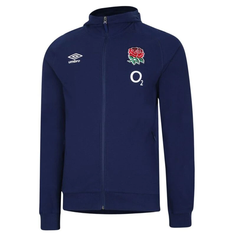 England Rugby Mens Hooded Twill Jacket Medieval Blue Sportpursuit