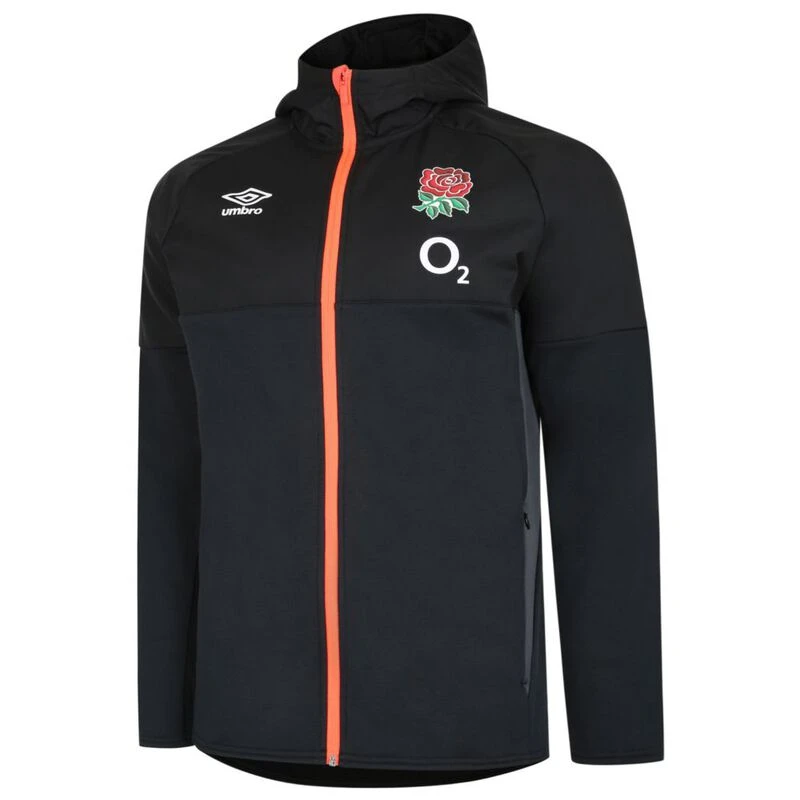 England Rugby Kids Full Zip Hoodie Black Carbon Sportpursuit