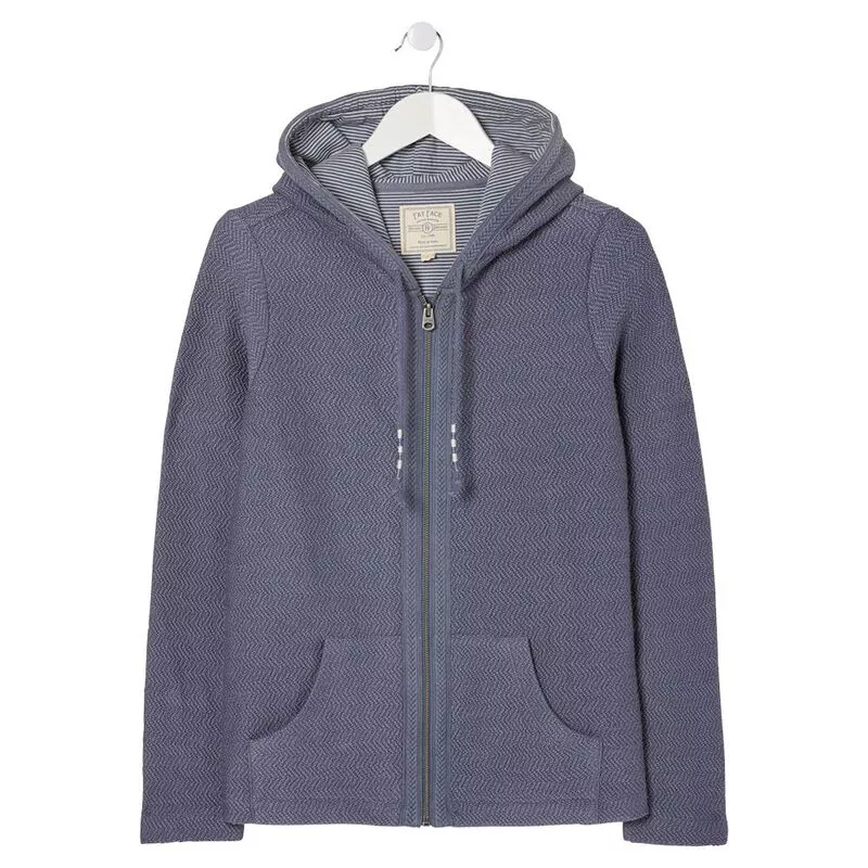 FatFace Womens Hemsby Zip Thru Hoodie Cloud Blue Sportpursuit