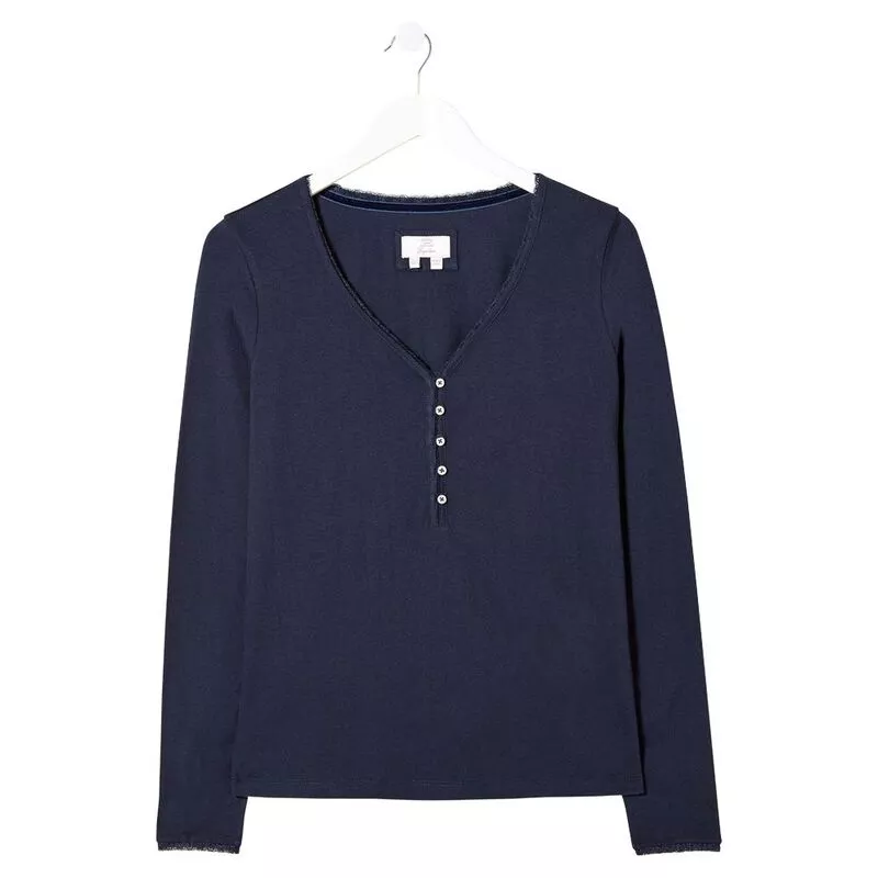 FatFace Womens Lily Lace Henley Top (Navy)
