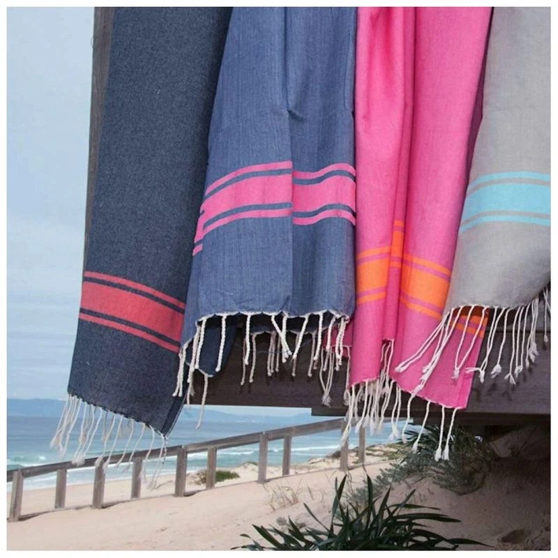 Febronie St Tropez Fouta Towel Denim Blue Fuchsia Pink Sportpursui