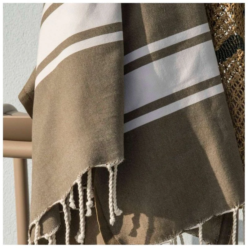 Febronie Fouta St Tropez Hammam Towel Light Taupe White Sportpursu