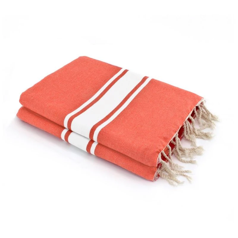 Febronie St Tropez XXL Fouta Beach Towel Coral Orange Sportpursuit