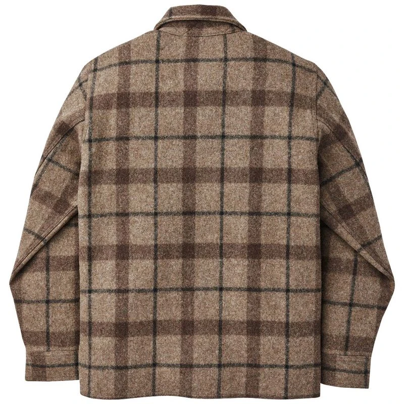 Filson Mens Mackinaw Jac Shirt Taupe Brown Black Plaid Sportpursui