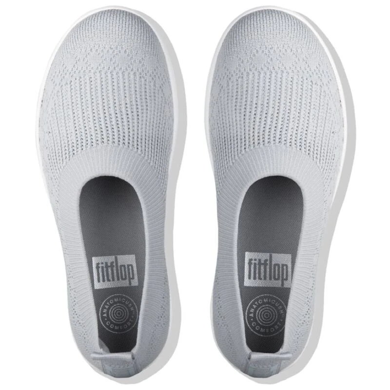 FitFlop Womens Uberknit TM Slip On Ballerinas Pearl Sportpursuit.c