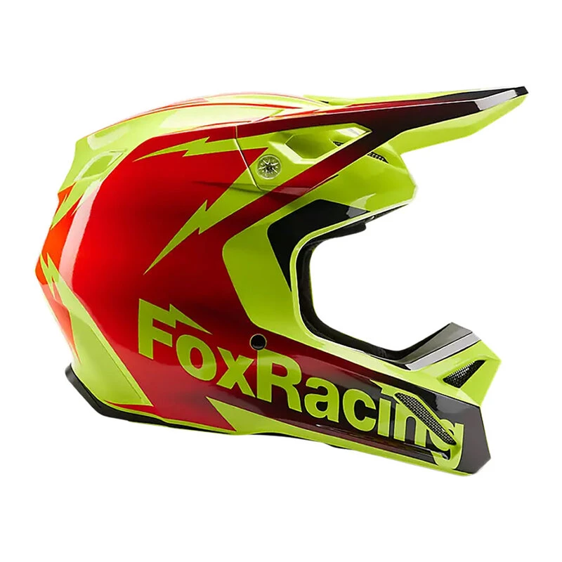 Fox V1 Statk Motorbike Helmet Red Yellow Sportpursuit
