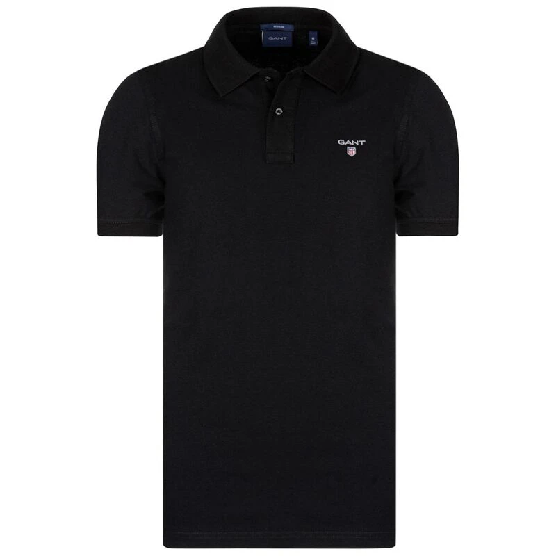 GANT Mens Solid Polo Shirt (Black) | Sportpursuit.com