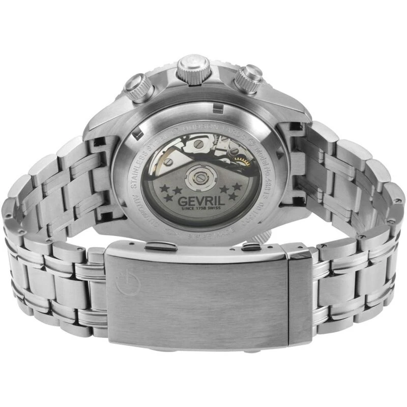 Gevril Mens Hudson Yards Automatic Watch Silver Blue Sportpursuit