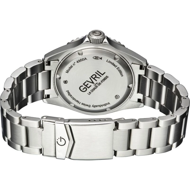 Gevril Mens Wall Street Watch Silver Black Green Sportpursuit
